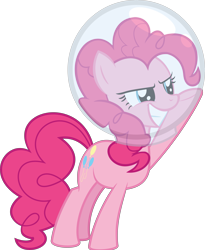 Size: 7543x9177 | Tagged: safe, artist:uigsyvigvusy, pinkie pie, earth pony, pony, sparkle's seven, absurd resolution, astronaut pinkie, confident, dunning-krugar effect, fishbowl, simple background, solo, transparent background, vector