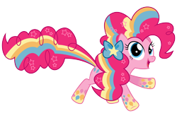 Size: 3000x2000 | Tagged: safe, artist:ashidaru, pinkie pie, earth pony, pony, twilight's kingdom, bow, cute, diapinkes, female, hair bow, mare, open mouth, rainbow power, simple background, smiling, solo, transparent background, vector