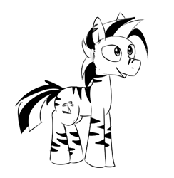 Size: 512x525 | Tagged: safe, artist:liserancascade, oc, oc only, oc:ziggy, zebra, male, monochrome, simple background, solo, white background, zebra oc