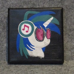 Size: 1024x1024 | Tagged: safe, artist:malte279, dj pon-3, vinyl scratch, pony, unicorn, acrylic painting, bust, portrait, traditional art