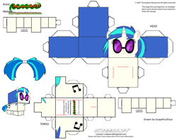 Size: 2979x2354 | Tagged: safe, artist:grapefruitface1, dj pon-3, vinyl scratch, pony, unicorn, craft, cubeecraft, papercraft, printable, solo