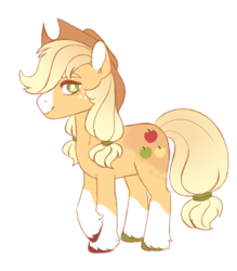 Size: 435x497 | Tagged: safe, artist:s1nb0y, applejack, earth pony, pony, alternate cutie mark, alternate design, colored hooves, cowboy hat, female, hat, looking at you, mare, simple background, socks (coat marking), solo, transparent background, unshorn fetlocks