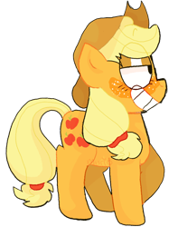 Size: 900x1140 | Tagged: safe, artist:pinkiespresent, applejack, earth pony, pony, blushing, kidcore, simple background, solo, transparent background
