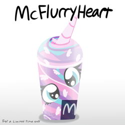 Size: 1000x1000 | Tagged: safe, artist:littleblackraencloud, princess flurry heart, cup, food, ice cream, mcdonald's, mcflurry, pun, simple background, solo, visual pun, wat, white background