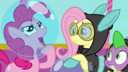 Size: 1920x1080 | Tagged: safe, screencap, fluttershy, pinkie pie, spike, dragon, earth pony, pegasus, pony, sparkle's seven, winged spike