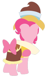 Size: 1898x3179 | Tagged: safe, artist:chachaxevaxjeffrey, chancellor puddinghead, pinkie pie, earth pony, pony, hearth's warming eve (episode), bow, clothes, female, hooves, lineless, mare, minimalist, modern art, simple background, solo, transparent background, vector