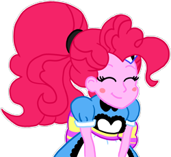 Size: 3734x3418 | Tagged: safe, artist:legendoflink, pinkie pie, better together, coinky-dink world, eqg summertime shorts, equestria girls, five stars, pinkie pie: snack psychic, blushing, clothes, cute, diapinkes, dress, simple background, smiling, transparent background