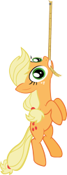 Size: 622x1615 | Tagged: safe, alternate version, artist:breadking, applejack, earth pony, pony, hang in there, hanging, mouth hold, nail, rope, simple background, solo, transparent background, vector