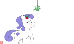 Size: 1391x817 | Tagged: safe, artist:dafiltafish, oc, oc only, oc:nameless, holly, mistletoe, ponytail, simple background, white background