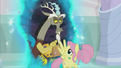 Size: 1280x720 | Tagged: safe, screencap, discord, fluttershy, pegasus, pony, the last problem, female, male, older