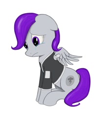 Size: 830x963 | Tagged: safe, artist:enkeinn, oc, oc only, oc:morning glory (project horizons), pegasus, pony, fallout equestria, fallout equestria: project horizons, amputee, bandage, clothes, crying, female, injured, missing wing, one winged pegasus, pegasus oc, simple background, solo, stump, white background