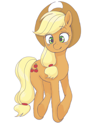 Size: 960x1280 | Tagged: safe, artist:haibaratomoe, applejack, earth pony, pony, cowboy hat, female, hat, mare, smiling, stetson