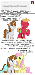 Size: 502x1086 | Tagged: safe, artist:hoofclid, big macintosh, fluttershy, oc, oc:hoofclid, earth pony, pegasus, pony, unicorn, acceptance, blanket, comic, coming out, cute, everypony's gay for big mac, gay, male, mug, wholesome