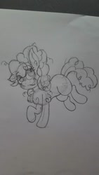 Size: 747x1328 | Tagged: safe, artist:moonlightdisney5, pinkie pie, earth pony, pony, blushing, cute, diapinkes, fluffy, poofy mane, poofy pie, solo, traditional art