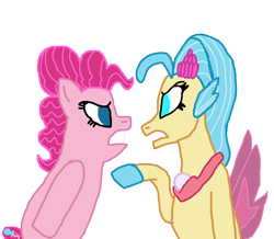 Size: 1348x1177 | Tagged: safe, artist:bigpurplemuppet99, pinkie pie, princess skystar, seapony (g4), argument, female, lesbian, seaponified, seapony pinkie pie, shipping, skypie, species swap