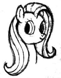 Size: 480x612 | Tagged: safe, artist:mfg637, fluttershy, pegasus, pony, bust, looking at you, portrait, simple background, sketch, solo