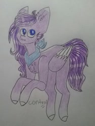 Size: 577x768 | Tagged: safe, artist:cactus-control, oc, oc only, pegasus, pony, bandana, chest fluff, ear fluff, happy, simple background, traditional art, white background