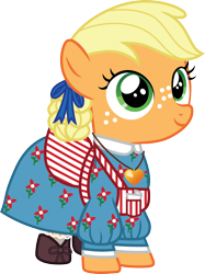 Size: 898x1200 | Tagged: safe, artist:cloudyglow, applejack, earth pony, pony, american girls, clothes, cute, female, filly, filly applejack, jackabetes, simple background, solo, transparent background, younger