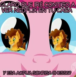 Size: 513x521 | Tagged: safe, edit, cheese sandwich, pinkie pie, pony, cheesepie, female, male, meme, shipping, spanish, straight, translation request