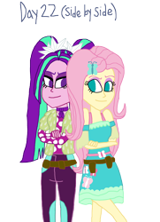 Size: 2000x2759 | Tagged: safe, artist:bigpurplemuppet99, aria blaze, fluttershy, equestria girls, 30 day otp challenge, ariashy, female, flutterblaze, lesbian, shipping