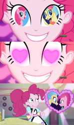 Size: 1280x2160 | Tagged: safe, artist:themexicanpunisher, pinkie pie, princess skystar, coinky-dink world, eqg summertime shorts, equestria girls, my little pony: the movie, female, heart eyes, lesbian, meme, pinkie's eyes, shipping, shipping domino, skypie, wingding eyes