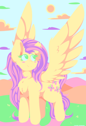 Size: 866x1264 | Tagged: safe, artist:vanillaswirl6, fluttershy, pegasus, pony, limited palette, solo