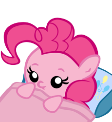 Size: 1341x1455 | Tagged: safe, artist:jrk08004, pinkie pie, pony, baby, baby pie, baby pony, beady eyes, blanket, cute, diapinkes, pillow, simple background, solo, transparent background, vector