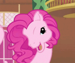 Size: 300x253 | Tagged: safe, screencap, pinkie pie, pony, g3, too many pinkie pies, betcha can't make a face crazier than this, cropped, g3 faic, pinkie blind, solo