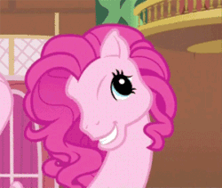 Size: 300x253 | Tagged: safe, screencap, pinkie pie, pony, g3, too many pinkie pies, betcha can't make a face crazier than this, cropped, g3 faic, pinkie blind, solo