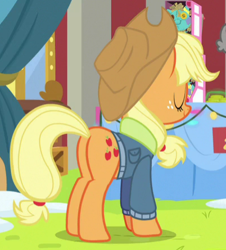 Size: 402x445 | Tagged: safe, screencap, applejack, earth pony, pony, best gift ever, cropped, plot