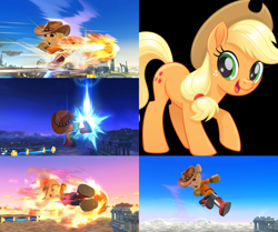 Size: 1000x837 | Tagged: safe, artist:alphamonouryuuken, applejack, earth pony, pony, my little pony: the movie, female, mare, mii, mii brawler, mii fighters, simple background, smiling, solo, super smash bros., super smash bros. 4, super smash bros. ultimate