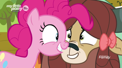 Size: 1920x1080 | Tagged: safe, screencap, pinkie pie, yona, earth pony, pony, she's all yak, boop, discovery family logo, noseboop