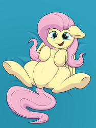 Size: 3120x4160 | Tagged: safe, artist:ljdamz1119, fluttershy, pegasus, pony, belly, cute, female, imminent belly rub, looking at you, mare, on back, shyabetes, smiling, solo, underhoof