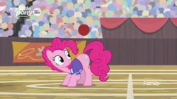 Size: 1280x720 | Tagged: safe, screencap, pinkie pie, pony, common ground, ball, solo