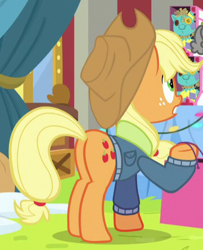 Size: 361x445 | Tagged: safe, screencap, applejack, earth pony, pony, best gift ever, cropped, plot