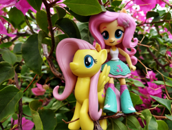 Size: 4032x3024 | Tagged: safe, derpibooru exclusive, photographer:archooves, fluttershy, pegasus, pony, equestria girls, doll, equestria girls minis, eqventures of the minis, human ponidox, irl, leaves, photo, self ponidox, toy