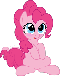 Size: 5077x6436 | Tagged: safe, artist:jhayarr23, pinkie pie, earth pony, pony, blushing, cute, diapinkes, female, mare, open mouth, simple background, sitting, solo, tail wag, transparent background, vector