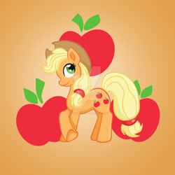 Size: 1024x1024 | Tagged: safe, artist:yoshimarsart, applejack, earth pony, pony, deviantart watermark, obtrusive watermark, solo, watermark