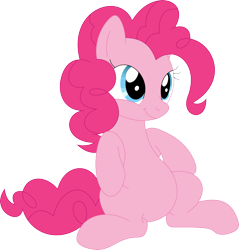 Size: 3411x3565 | Tagged: safe, artist:porygon2z, pinkie pie, earth pony, pony, :t, belly, cute, diapinkes, female, mare, simple background, sitting, smiling, solo, transparent background