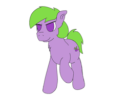 Size: 1600x1200 | Tagged: safe, oc, oc only, oc:fig, earth pony, pony, chest fluff, pony town, raised hoof, simple background, smiling, smirk, solo, trotting, white background