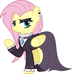 Size: 4999x5134 | Tagged: safe, artist:n0kkun, fluttershy, pegasus, pony, clothes, female, fluttergoth, mare, simple background, solo, transparent background