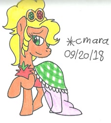 Size: 705x778 | Tagged: safe, artist:cmara, applejack, earth pony, pony, applejewel, clothes, dress, solo, traditional art