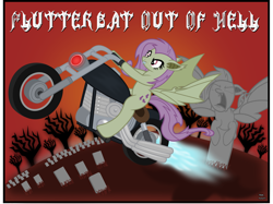 Size: 2341x1749 | Tagged: safe, artist:anime-equestria, fluttershy, bat pony, pony, album cover, album parody, angry, badass, bat ears, bat out of hell, bat ponified, bat wings, engine, fangs, female, flutterbadass, flutterbat, grass, graveyard, hill, light, meat loaf, motorcycle, race swap, red sky, solo, statue, tree, vector, wings