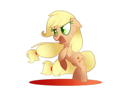 Size: 1400x1000 | Tagged: safe, artist:andromedasparkz, applejack, earth pony, pony, angry, female, freckles, hatless, missing accessory, rearing, simple background, solo, transparent background