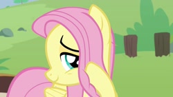 Size: 1920x1080 | Tagged: safe, screencap, angel bunny, fluttershy, pegasus, pony, she talks to angel, body swap, cute, female, mare, shy, shyabetes, smiling, solo