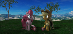 Size: 1584x746 | Tagged: safe, artist:hectorny, applejack, pinkie pie, earth pony, pony, 3d, wrestling belt