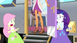 Size: 1280x718 | Tagged: safe, artist:starman1999, edit, edited screencap, screencap, chestnut magnifico, fluttershy, rarity, equestria girls, movie magic, spoiler:eqg specials, clothes, high heels, legs, long skirt, shoes, skirt