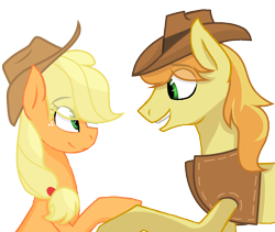 Size: 1162x980 | Tagged: safe, artist:sapphireartemis, applejack, braeburn, earth pony, pony, applecest, braejack, cousins, female, incest, male, shipping, simple background, story included, straight, transparent background