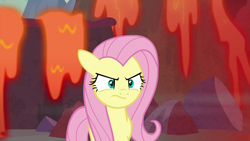 Size: 1280x720 | Tagged: safe, screencap, fluttershy, pegasus, pony, sweet and smoky, angry, female, lava, mare, solo