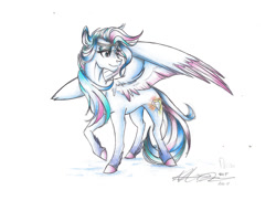 Size: 1024x783 | Tagged: safe, artist:alexacana, oc, oc only, pegasus, pony, female, jewelry, mare, simple background, solo, traditional art, white background